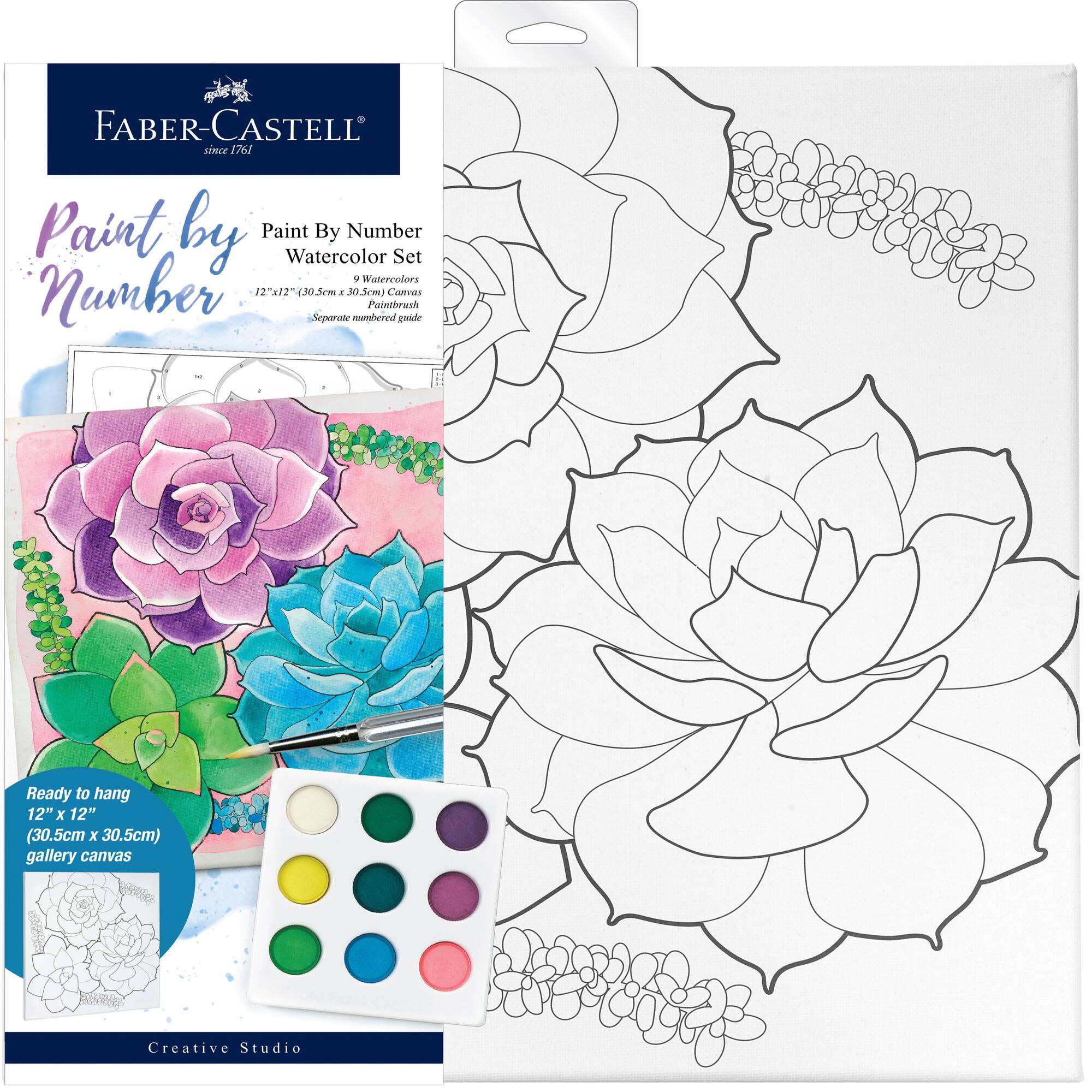 Faber-Castell Succulents Paint by Number Watercolor Set